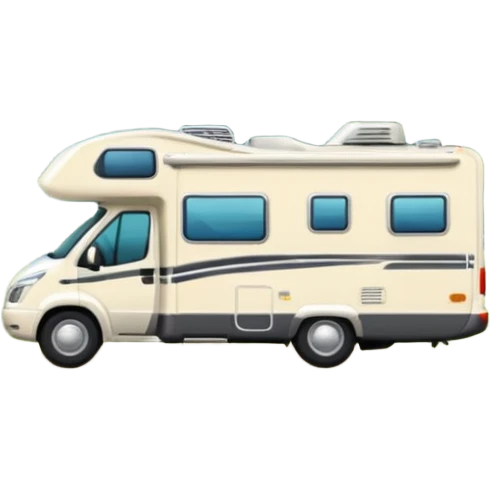 Class A motorhome. Out the motorhom at a camp site  emoji