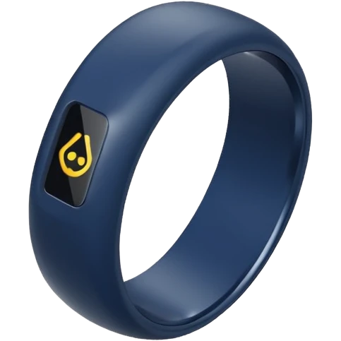 smart tech ring in #232952 (dark blue) color. Plain band with sensors visible inside emoji
