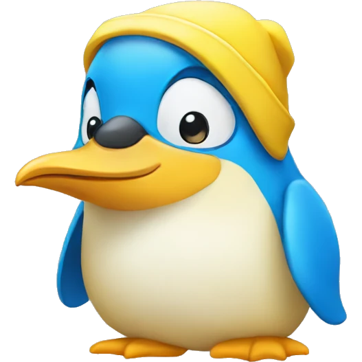 yellow penguin with blue t shirt and hat emoji