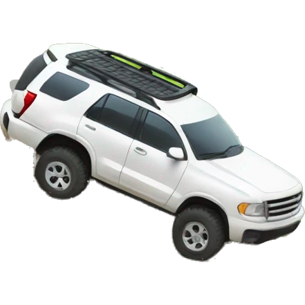 Two streets crossing over a muddy terrain with a fast white suv in the middle emoji