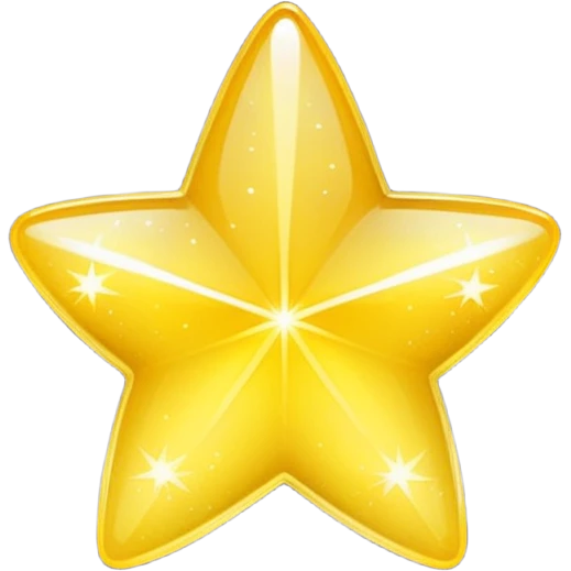 Generate a high-quality 3D cartoon-style emoji of a yellow sparkling star, glittering and shining effect, smooth gradient colors, rounded and cute appearance, no human faces, simple white background, high-resolution.

 emoji