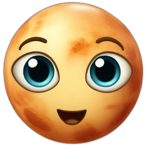 planet Venus with a cartoon gamy face with big playful eyes emoji