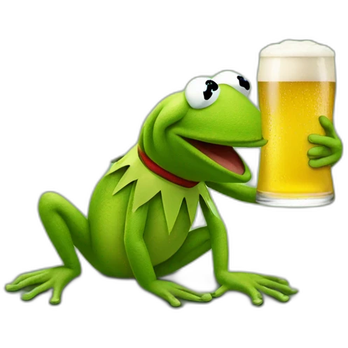 kermit the frog drinking beer emoji