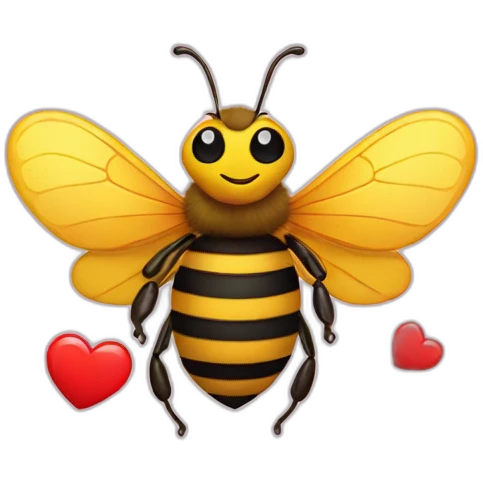 Bee with a read heart emoji