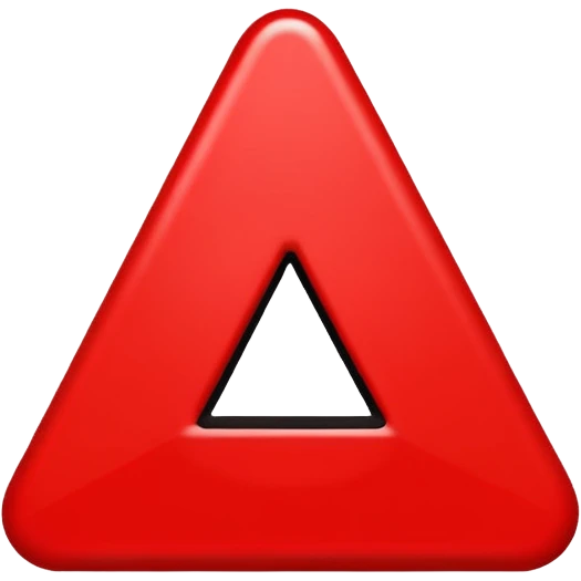 Emoji warning: red triangle, black exclamation mark, flat design, simple, emoji style. bold, high contrast, emoji