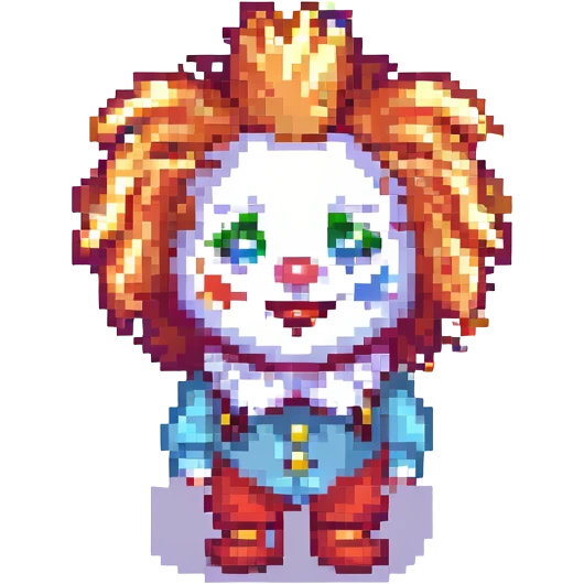extra fluffy clown hair, no face emoji