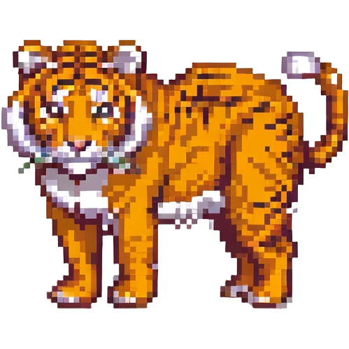 Add a pixel art jungle background while keeping the tiger as the main focus. emoji
