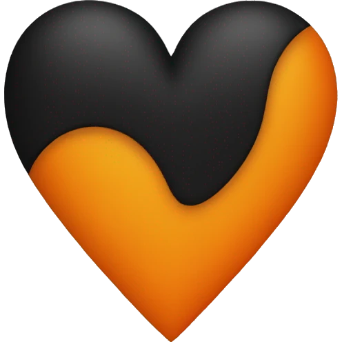 Half black and half orange heart emoji