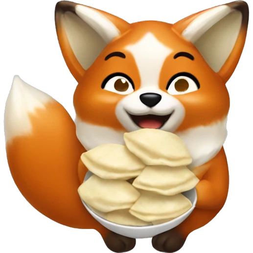 Fox eat dumplings with sour cream  emoji