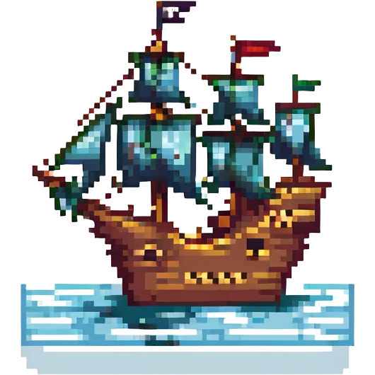 a pirate ship at sea emoji