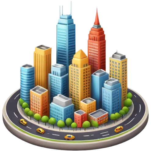 round emoji of a realistic city emoji
