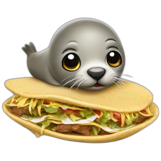 A seal eating a French tacos emoji