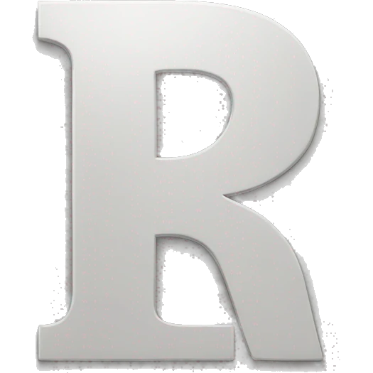·R where the top of the letter has a short space that opens the R boucle emoji