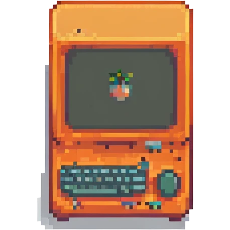 orange computer, pixel art style emoji