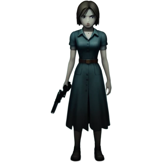 An icon featuring a dark, eerie atmosphere with a spooky environment, inspired by horror games like Resident Evil. The design includes ominous lighting, creepy shadows, and a silhouette of a character in distress. Transparent background enhances the chilling vibe of the scene. emoji