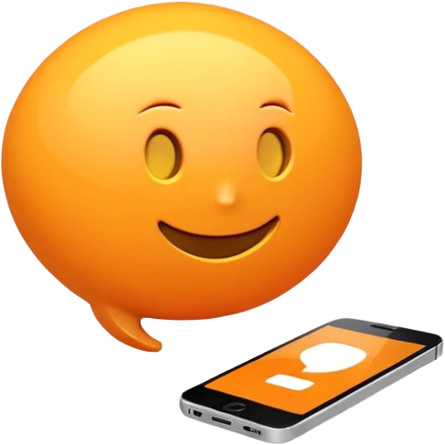 Изображение SMS письма в светло-оранжевых тонах. 3D изображение emoji