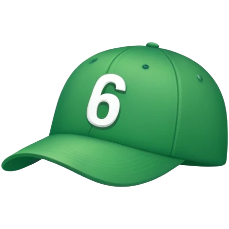 green cap with number “6” on it emoji