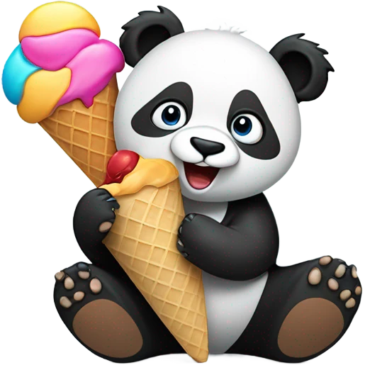 Panda eating ice cream emoji