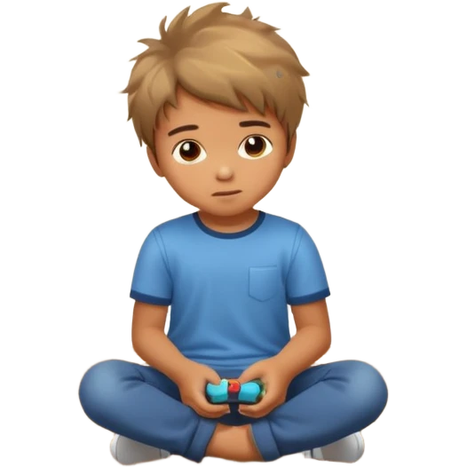 Little boy playing with toy robot on the floor emoji