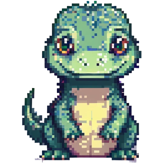 a cute baby crocodile, pixel art style emoji