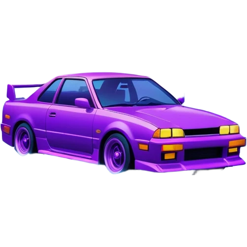 purple japanese car drifting under neon lights, foggy lakeside night, vaporwave colors, long exposure streaks, melancholic wavephonk vibe emoji