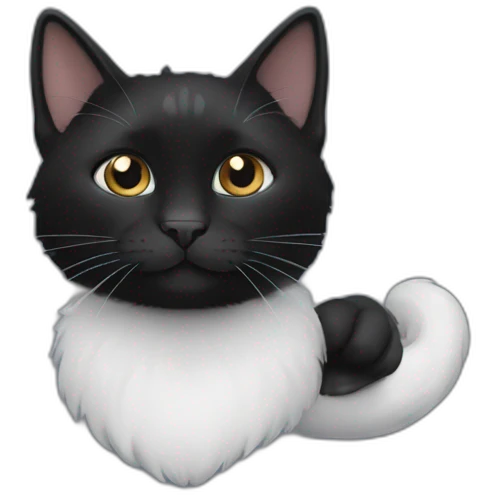 Black cat with white paws emoji