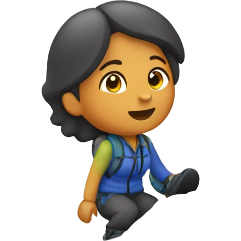 mujer escalando una montaña emoji