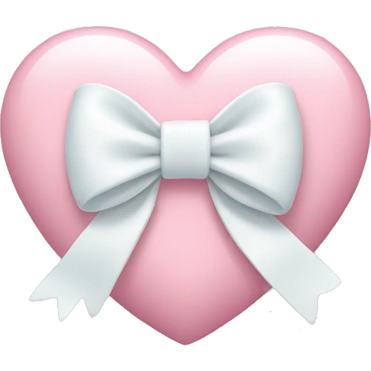 Pastel pink heart with white bow emoji