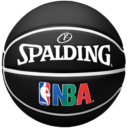 minimalist black Spalding basketball with simple NBA logo, few colorful lines, clean design emoji
