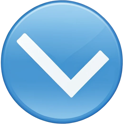 i need a blue flat 2d circle shape with smooth edges with a symbol of white good on it  emoji