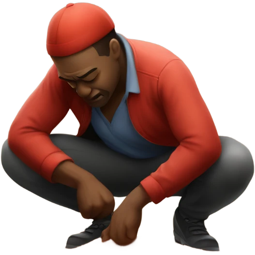 Somebody squatting and red dust coming out emoji