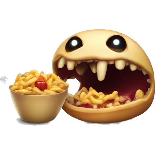 evil human chomping on food emoji