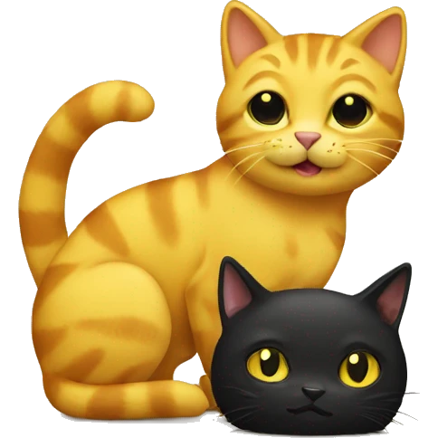 yellow cat with black cat emoji