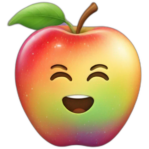 Grosse pomme avec toutes les couleurs de l'arc en ciel emoji