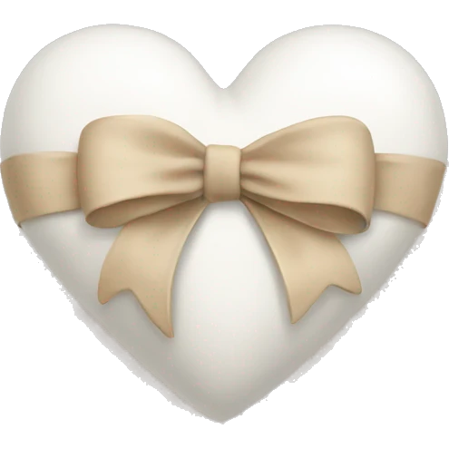 white heart with beige bow emoji