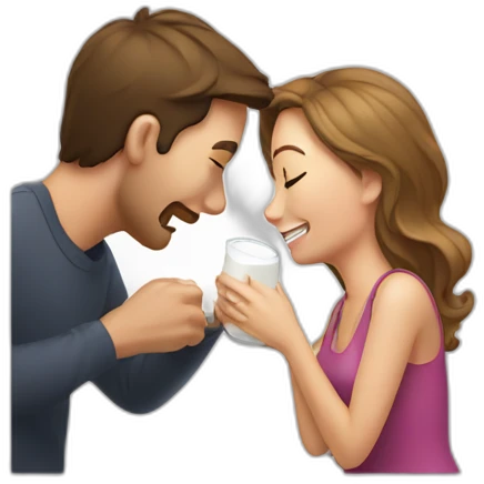 A man spilling a glass of milk on a woman emoji