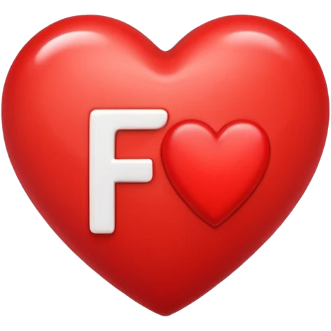 un corazon rojo con la letra f en el centro emoji