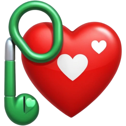 Signo de interrogación verde y un corazón para remplazar el punto verde emoji
