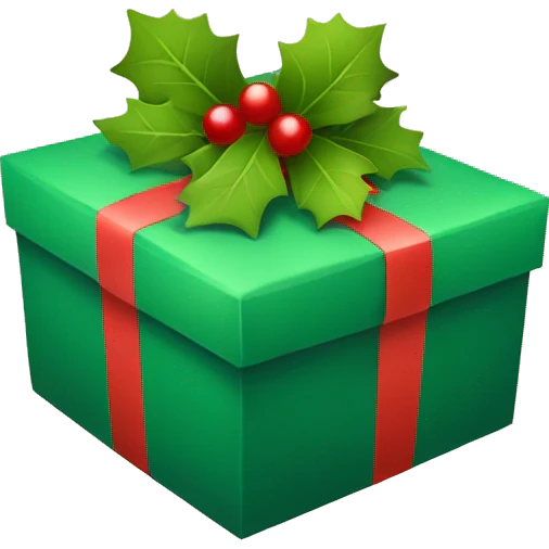Christmas present with mistletoe emoji