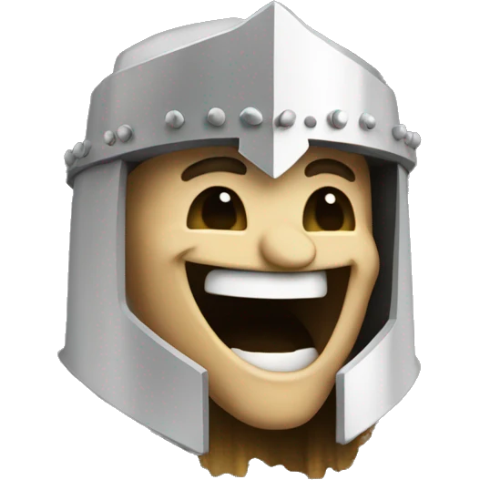 A crusader laughing out loud in pixel art emoji