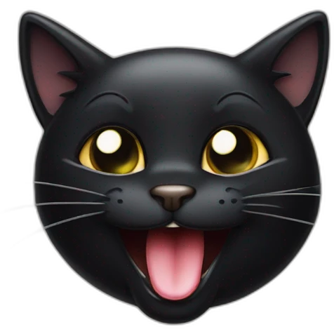 Cheeky Black cat sticking tongue and winking with one eye emoji