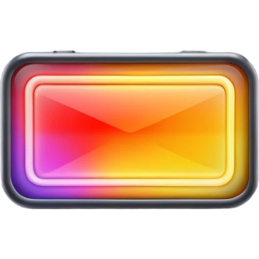 glowing led light, different glowing colors, one big rectangle sign emoji
