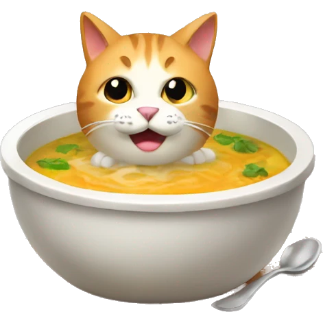 cat eating a soup emoji