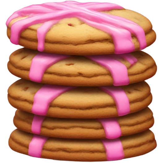 Stack of cookies with pink chokolate emoji