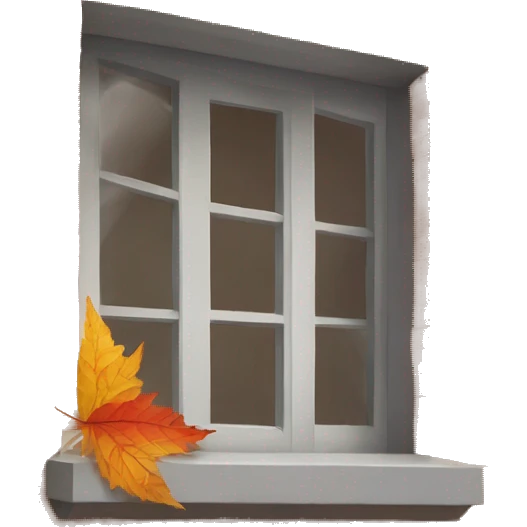 window sill with fall leaves emoji
