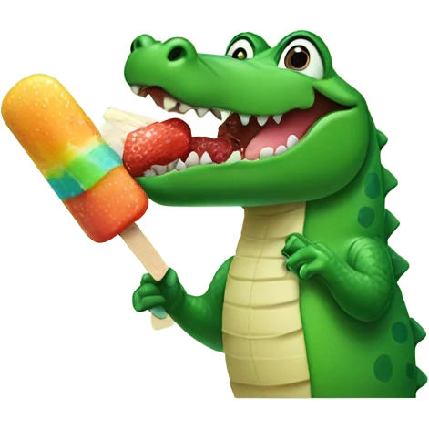 Alligator eating a popsicle  emoji