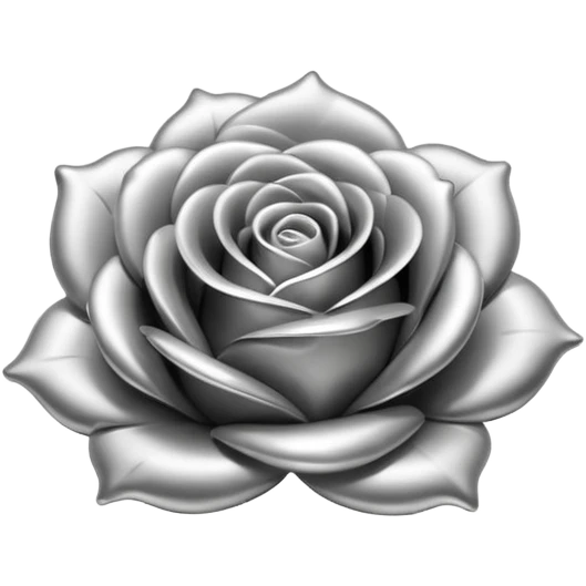A rose emoji made of liquid silver metal minimalistic iOS emoji style, centered emoji