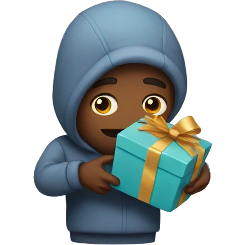 Sad guy holding a present  emoji