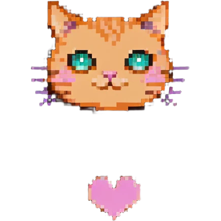 orange cat with pink heart eyes emoji