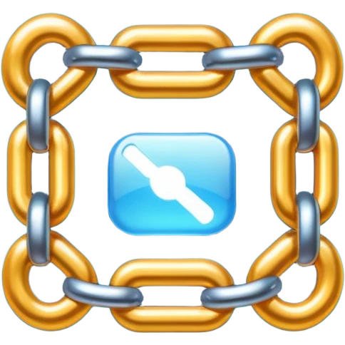 Apple iOS emoji style glowing chain link, glossy 3D, soft lighting, clean gradient background, ultra realistic emoji